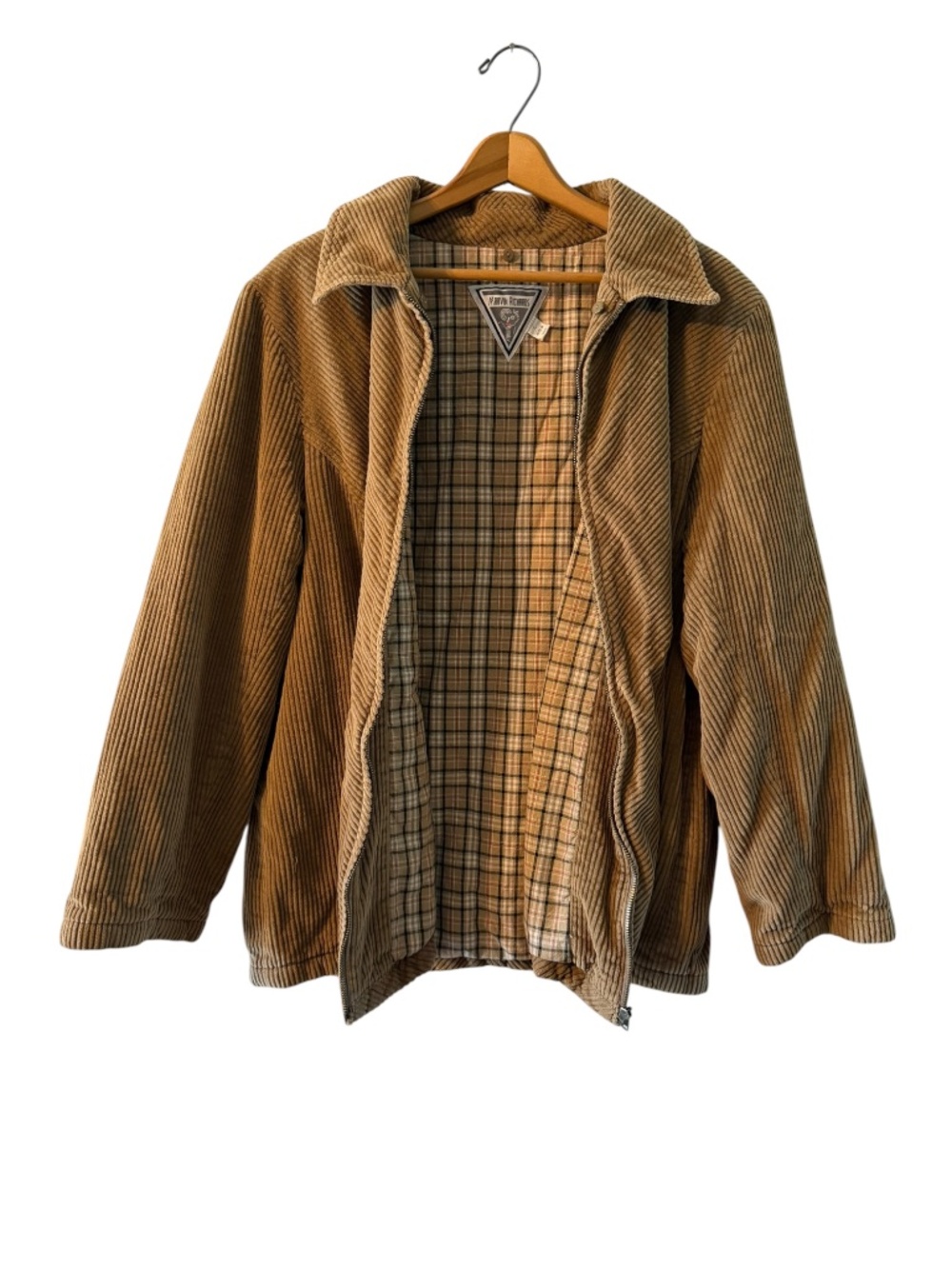Marvin Richards Mens Brown Corduroy Jacket Plaid Lined Large Vintage Style